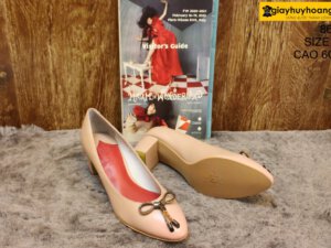 [Size 37] Giày da nữ cao gót màu hồng Female 8605 cao 6cm 005