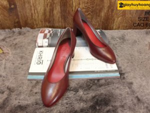 [Size 37] Giày da nữ cao gót màu nâu đỏ Female 8650 cao 6cm 004