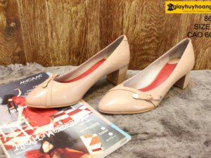 [Size 37] Giày da nữ cao gót màu hồng Female 8650 cao 6cm 003