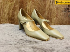 [Size 37] Giày da cao gót nữ màu xanh Female 1777 cao 8cm 001