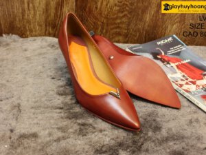 [Size 37] Giày da nữ cao gót 8cm màu đỏ Female LV01 004