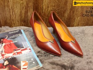 [Size 37] Giày da nữ cao gót 8cm màu đỏ Female LV01 001