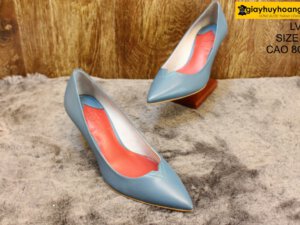 [Size 37] Giày da nữ cao gót 8cm màu navy Female LV01 005