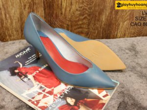 [Size 37] Giày da nữ cao gót 8cm màu navy Female LV01 004