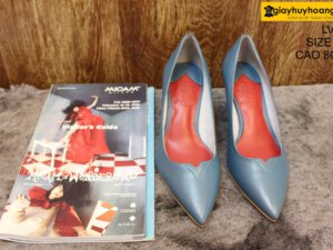 [Size 37] Giày da nữ cao gót 8cm màu navy Female LV01 003