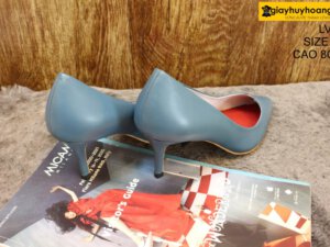[Size 37] Giày da nữ cao gót 8cm màu navy Female LV01 002