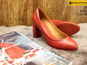 [Size 35] Giày da nữ cao gót 8cm màu đỏ Female OT07 005