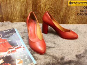 [Size 35] Giày da nữ cao gót 8cm màu đỏ Female OT07 003