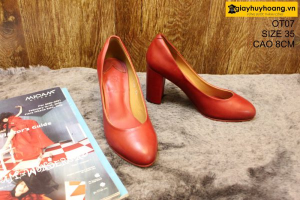 [Size 35] Giày da nữ cao gót 8cm màu đỏ Female OT07 003