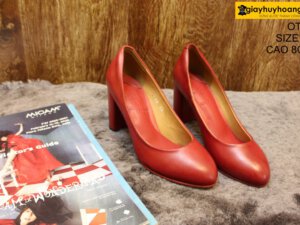[Size 35] Giày da nữ cao gót 8cm màu đỏ Female OT07 001