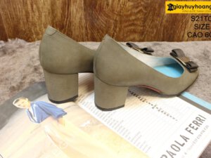 [Size 39] Giày da nữ cao gót 6cm xám Female S21TOO1 005