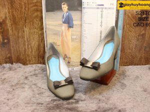 [Size 39] Giày da nữ cao gót 6cm xám Female S21TOO1 003