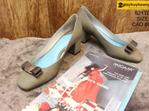 [Size 39] Giày da nữ cao gót 6cm xám Female S21TOO1 002