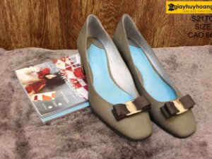 [Size 39] Giày da nữ cao gót 6cm xám Female S21TOO1 001