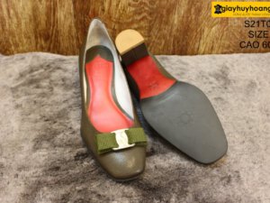 [Size 39] Giày da nữ cao gót 6cm xanh Female S21TOO1 006