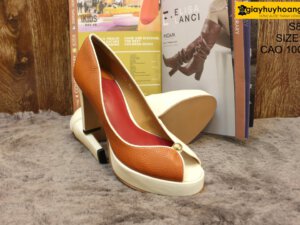 [Size 36] Giày da nữ cao gót 10cm trắng cam Female S801 0005