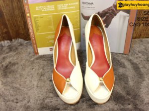 [Size 36] Giày da nữ cao gót 10cm trắng cam Female S801 0003
