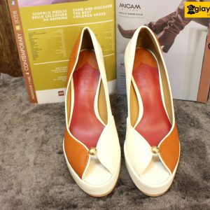 [Size 36] Giày da nữ cao gót 10cm trắng cam Female S801 0003