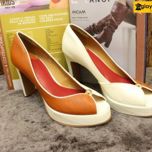 [Size 36] Giày da nữ cao gót 10cm trắng cam Female S801 0001
