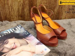 [Size 36] Giày da nữ cao gót 10cm đỏ đô Female S801 001