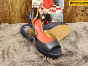 [Size 36] Giày da nữ cao gót 10cm navy Female S801 004