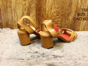 [Size 37] Giày da nữ cao gót 6cm màu bò Female T50M 004
