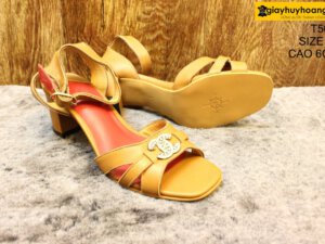[Size 37] Giày da nữ cao gót 6cm màu bò Female T50M 003