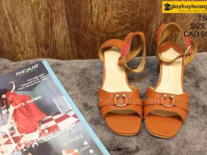 [Size 37] Giày da nữ cao gót 6cm màu cam Female T50M 005
