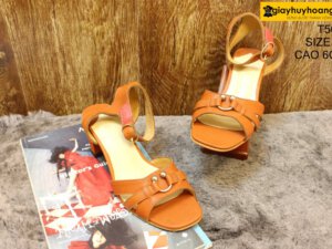 [Size 37] Giày da nữ cao gót 6cm màu cam Female T50M 004