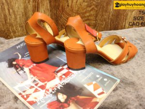 [Size 37] Giày da nữ cao gót 6cm màu cam Female T50M 003