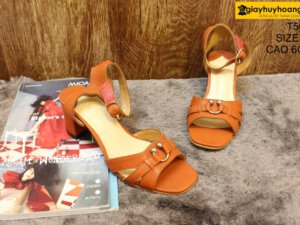 [Size 37] Giày da nữ cao gót 6cm màu cam Female T50M 002