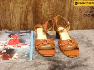 [Size 37] Giày da nữ cao gót 6cm màu cam Female T50M 001