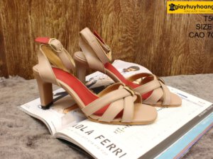 [Size 37] Giày da nữ cao gót 7cm màu hồng Female T50M 003