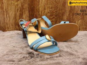 [Size 37] Giày da nữ cao gót 7cm màu navy Female T50M 003