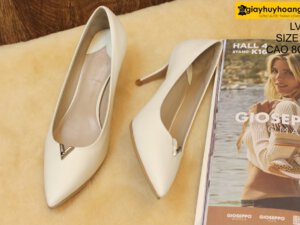 [Size 39] Giày da nữ cao gót 8cm trắng Female LV01 005