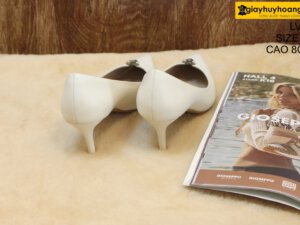 [Size 39] Giày da nữ cao gót 8cm trắng Female LV01 004