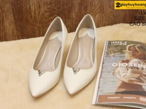 [Size 39] Giày da nữ cao gót 8cm trắng Female LV01 001
