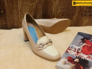 [Size 37] Giày da nữ gót cao 8cm hồng Female OK703 003