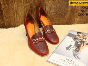 [Size 37] Giày da nữ gót cao 8cm đỏ Female OK703 004