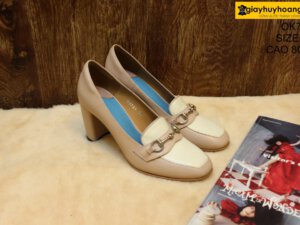 [Size 37] Giày da nữ gót cao 8cm hồng Female OK703 005