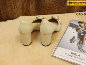 [Size 37] Giày da nữ gót cao 8cm trắng Female OK703 004