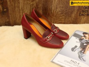 [Size 37] Giày da nữ gót cao 8cm đỏ Female OK703 001