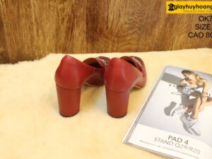 [Size 37] Giày da nữ gót cao 8cm đỏ Female OK703 002