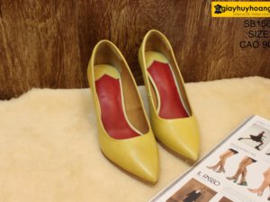 [Size 37] Giày da nữ gót cao 9cm vàng Female SB15612 001
