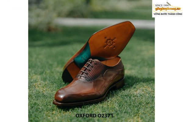 Giày da nam đánh màu thủ công màu bò Oxford O2371 006