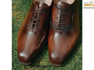 Giày da nam đánh màu thủ công màu bò Oxford O2371 005