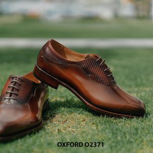 Giày da nam đánh màu thủ công màu bò Oxford O2371 004