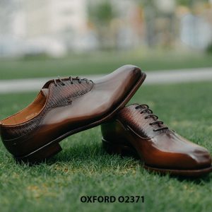 Giày da nam đánh màu thủ công màu bò Oxford O2371 003