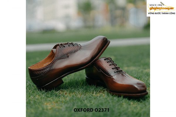 Giày da nam đánh màu thủ công màu bò Oxford O2371 003