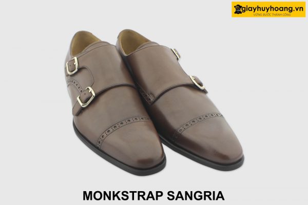 [Outlet size 40] Giày da nam công sở nâu Monkstrap SANGRIA 002